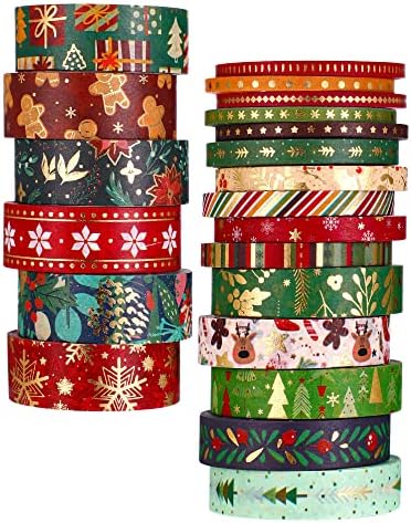 Outus 21 Rolls Christmas Gold Foil Holiday Washi Tape Decorative, Vintage