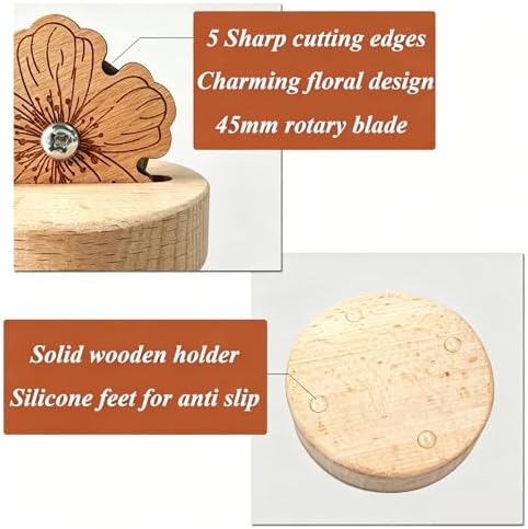 Thread Cutter Blade Tool for Sewing with Flower Shape Solid Wooden Sewing Tools (1 Piece)
