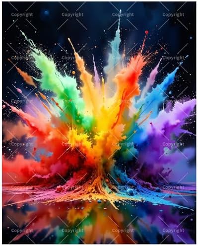 TAOPAOLAB Bright Rainbow Paint by Numbers Kit for Adults - DIY Rainbow Color Explosion on Dark Background Painting on Canvas 8x12In, Framed Acrylic Paint Set for Beginners, Art for Decoration