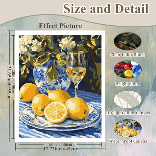 Paint by Numbers Kit for Adults Lemons, Adult Paint by Number Kits 16x20 in
