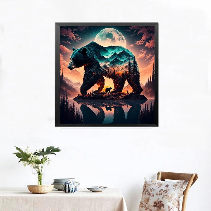 Ekuxom Forest Bear Diamond Art Kits for Adults-Animal Diamond Painting