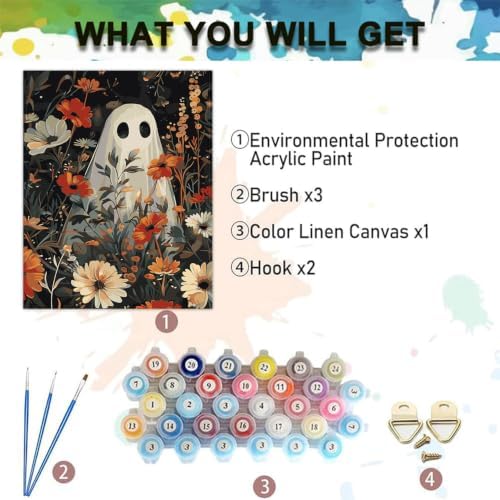 Halloween Paint by Numbers Kit for Adults,Ghost Paint by Number 12x16 inch