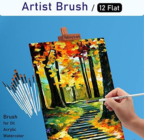 Falling in Art 12 PCS Professional Flat Paint Brushes Set