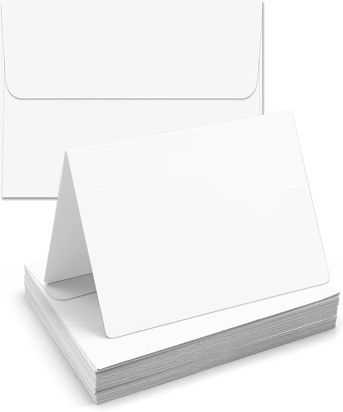Blank-Cards-and-Envelopes 60 Pack - 4 x 5.5 Folded Cardstock with A2 White Envelopes-for-Invitation, Heavyweight Blank-Note-Cards-and-Envelopes Self Seal Printable for Greeting Party Birthday