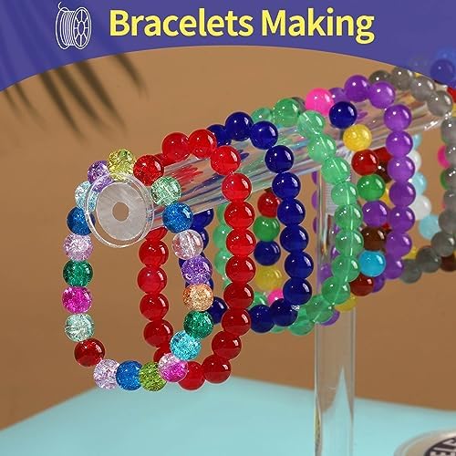 FANDAMEI 0.8mm Elastic Strings for Bracelets, Crystal Stretch Bead Cord for Jewelry Making, Clear Stretchy Elastic String Cord for Beading, Transparent Thread for Bracelet Necklace Making
