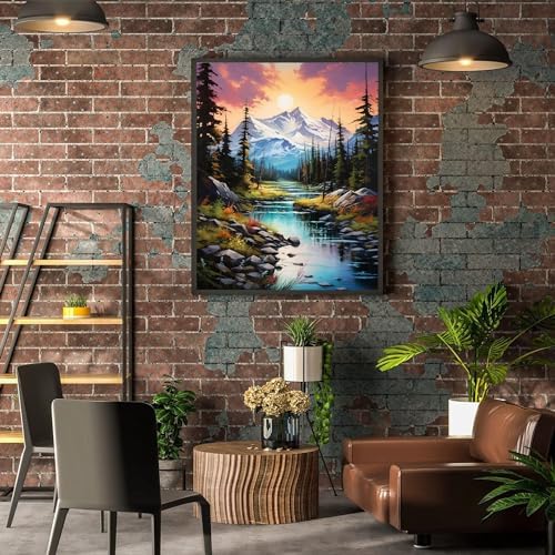 Mountain Paint by Numbers for Adults - Landscape Paint by Number on Canvas