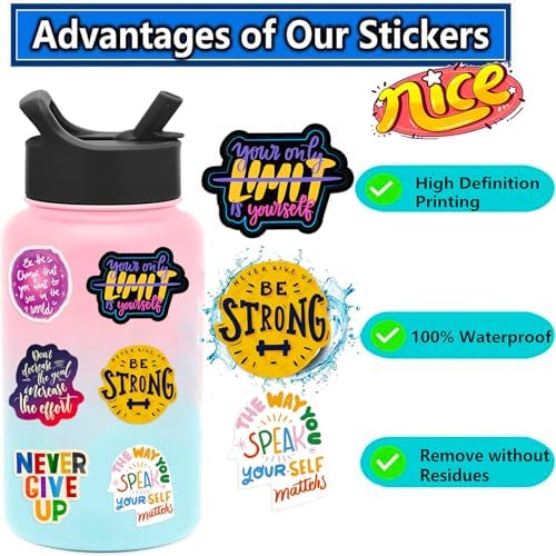 DothRayan 100PCS Inspirational Positive Affirmation Stickers, Motivational Stickers for Teens Adults Students Vinyl Decals for Water Bottles Laptop Skateboard