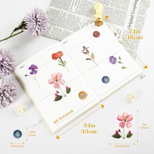 Dizdkizd 320Pcs Realistic Transparent Flower & Wax Seal Stickers - Easy Peel Clear Botanical Decals for Scrapbooking, Wedding Invitations & Resin Art Crafting - Reusable Box for Journalers