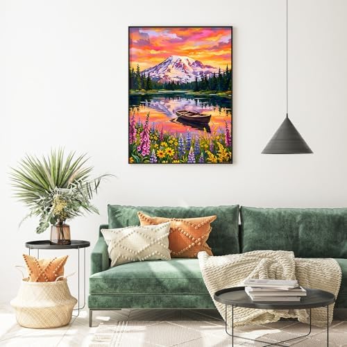Diamond Art Kits for Adults, Sunset Diamond Painting Kit, 12 x 16 Inch
