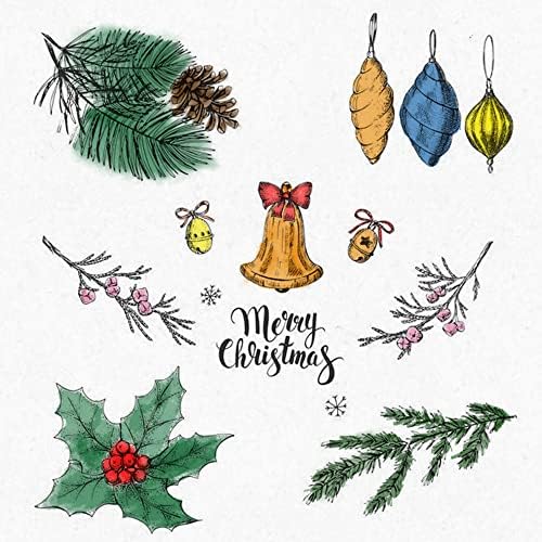 Christmas Trees Leaves Clear Stamps for Card Making and Photo Album Decorations, Flowers Rubber Stamps Xmas Pine Cone Silicone Stamp Seal for Christmas DIY Scrapbooking