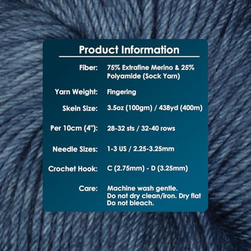 KnitPro Symfonie Fingering Weight Merino Wool Yarn 100g, Jodhpur Blue