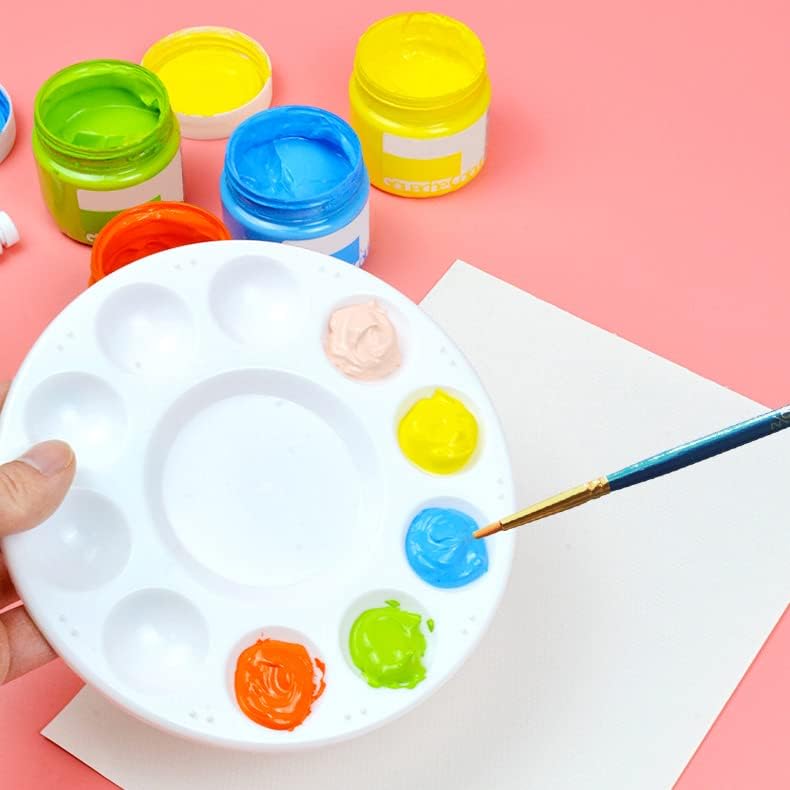 Paint Brushes Palette Set, 10pcs Nylon Hair Brushes and 1pcs Plastic Paint Palette, Combination Suitable for Oil, Acrylic and Watercolor