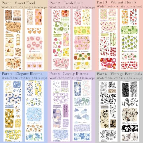 Washi Tape Stickers for Journaling Supplies,Flower Scrapbook Stickers
