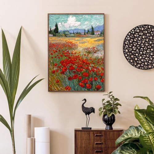YOLENIX Field with Poppies Diamond Art Kits for Adult Diamond Painting Kit