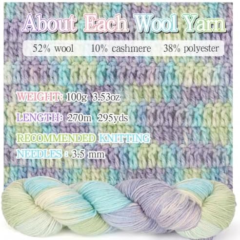 Katech Wool Yarn for Crocheting & Knitting, Cashmere Sock Yarn-Indigo Blue