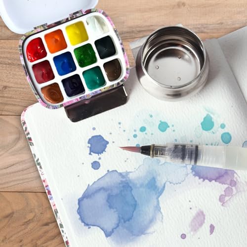 Portable Travel Watercolor Palette, Mini Metal Tin Box,12-Well Empty Tins