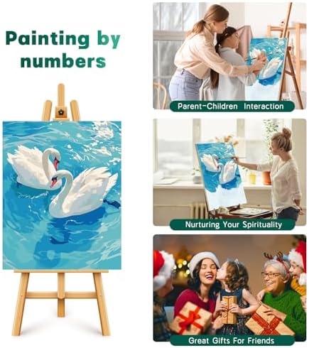 Possoco Paint by Numbers Kit for Adults Beginner, Pure Swan Easy Adult Paint by Number Kits on Canvas, DIY Acrylic Watercolor Oil Paint by Number for Adults Teens for Home Decor Gift 16x20 Inch
