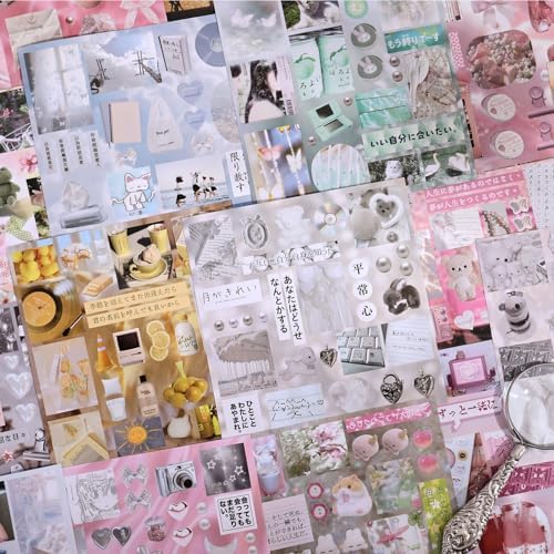 Girl's Japanese Retro Sticker Book, Nostalgic Theme - 700+ Japanese dreamcore Style Glitter Stickers, for DIY Scrapbooking Journaling Handbook Decoration