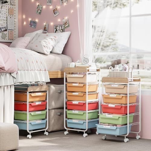 SYKIARIOL Rolling Cart with 6 Drawers,Craft Organizer and Storage,Rainbow