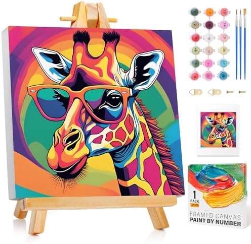 Paint by Numbers Kit for Kids with Frame, Giraffe Painting, No Easel