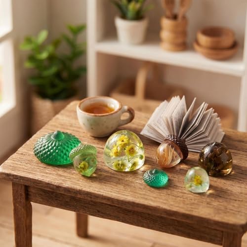 2PCS Acorn Silicone Resin Mold, Clear Acorn Shape Epoxy Casting Mold Textured Cap Design for DIY Jewelry, Keychain, Home Decor, Craft