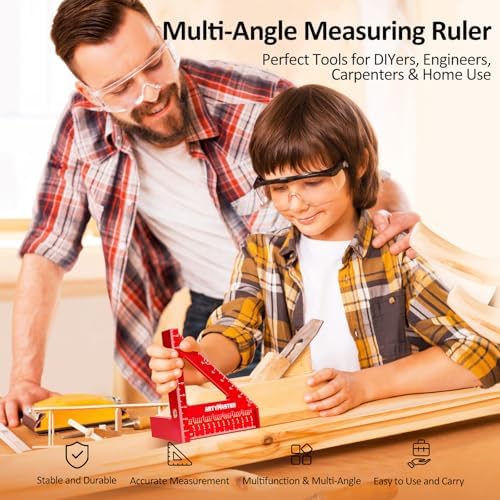 Mini 3D Multi-Angle Measuring Square Ruler, WT102C High Precision Hole Scribing Woodworking Tools, 0-90° Aluminum Alloy Carpenter Square Metric Wood Working Tools