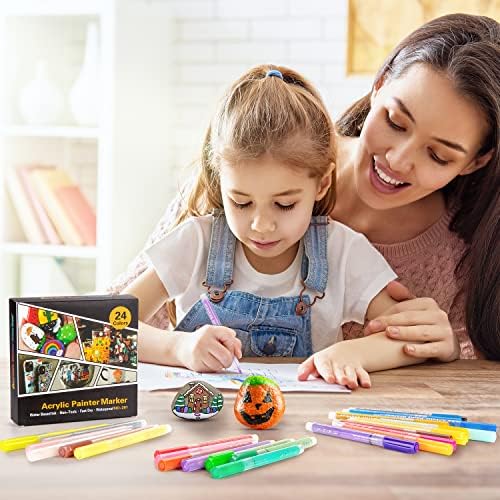 Droaful Acrylic Paint Pens Markers,48 Colors Waterproof Paint Pens