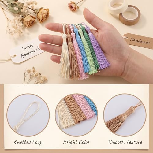 200 Pcs Bookmark Tassels, 5.1in Mini Craft Tassels with Loops, 20 Colors