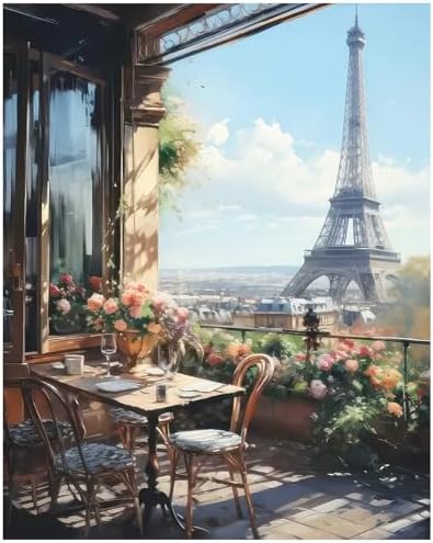 xcemhil Paint by Numbers Kit for Adults, Paris Paint by Numbers for Adults, Landscape Paint by Number for Gifts and Home Wall Decor 16x20in