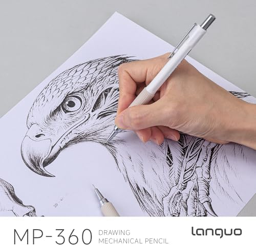 languo 0.7mm Mechanical Pencil Set with Case, 4PCS Drafting Mechanical Pencils Kit – 4 Tubes 2B Lead Refills, 3 Erasers, Ideal Pencil Set for Writing & Drawing