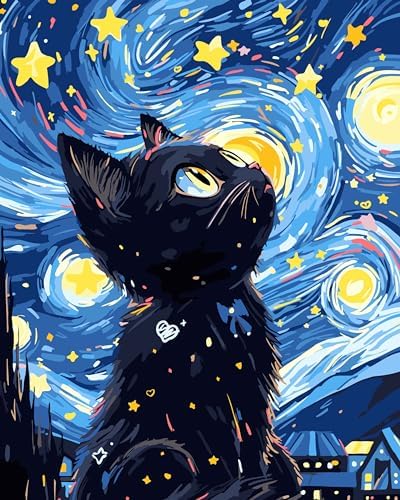 Yunnuo Paint by Numbers Kit for Adults Beginners Cat, 16x20 Inch