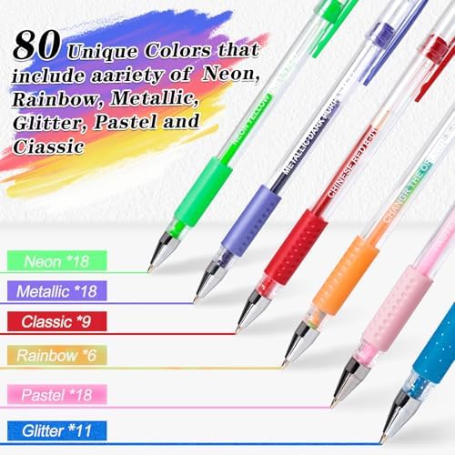 Aen Art Gel Pens for Adult Coloring Books, 160 Pack Artist Colored Gel Pen