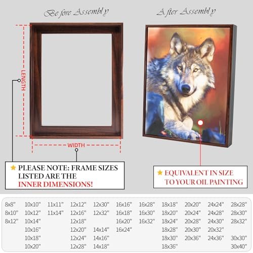 Floating Frames for Canvas, Wood-Look Frames for 1.25" Thick Canvas Paintings, Floater Frame Kit Available in 50 Sizes and 4 Colors for Room Wall Decor and Art Decor (18x30inch Brown, 1-Pack)