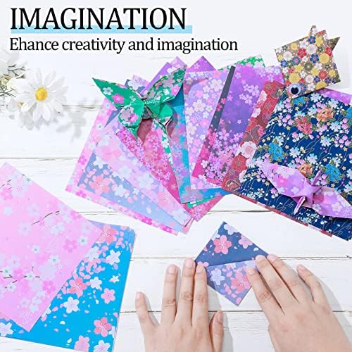Lincia 480 Pieces Origami Paper Kit Japanese Washi 6 Inch Square Double Sided Sheet 32 Vivid Colors Sakura Cherry Flowers Colors for Hand Crafts Project Creativity Scrapbook Paper Beginner
