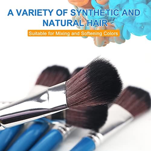 GACDR 1 Inch Oval Mop Brush Set, 6PCS Blending Brushes for Acrylic Painting | Professional oval mop brushes for acrylic blending, watercolor softening, color transitions, base coating and fine art