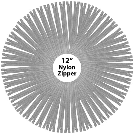 Mandala Crafts 80 PCs Gray Closed-End 12 Inches Nylon Zippers for Sewing