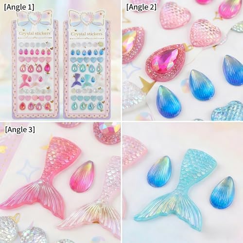【2 Sheets】 Airy 3D Puffy Stickers, Resin Decorative Stickers, Cute Small Stickers for Kids，Girls, Adults, Reusable Tiny Stickers for Phone Case, Notebook - Perfect for Craft and GIF (Luminous)