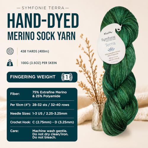 KnitPro Symfonie Fingering Weight Merino Wool Yarn 100g, Fernfall