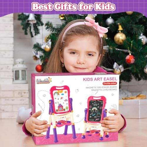 Easel for Kids,Double Sided Magnetic Drawing Painting Board | Toddler Art Easel Toys for 3 4 5 6 Year Old Girl Gifts for Birthday, Thanksgiving, Christmas & Holidays