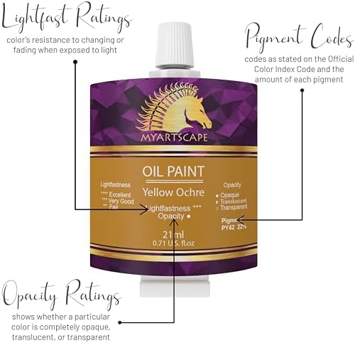 MyArtscape Oil Paint Set - 12 x 21ml Artist Oil Paint Tubes | Rich pigment oil paint set with smooth blending glossy finish and excellent coverage for canvas painting
