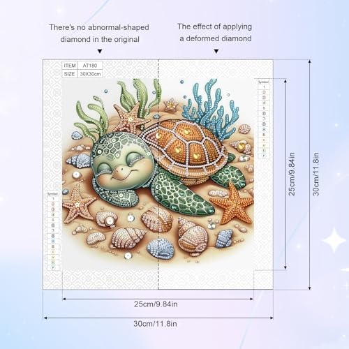AiYuanzsh DIY Diamond Art Painting Kits for Adults, 5D Special Shape Crystal Rhinestone Diamond Art Kits for Beginners, for Home Wall Decoration Gift 12x12 inch, Turtle Sleeping