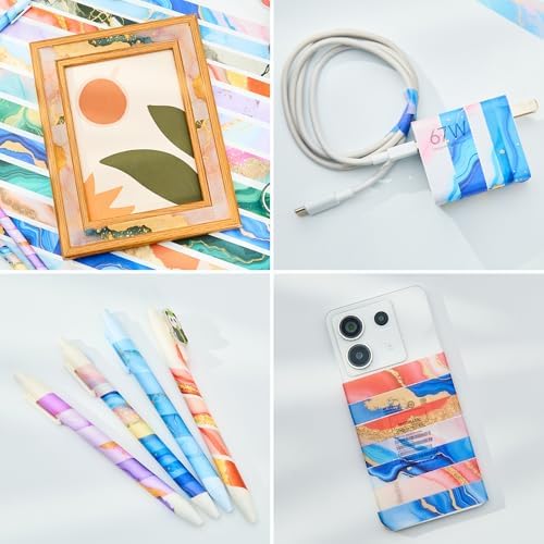 Marble Washi Tape Set 30 Rolls,Decorative Masking Tape for Junk Journal, Scrapbooking Supplies, DIY Crafting Supplies