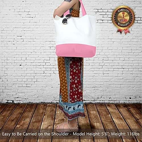 TOPDesign 1-Pack Super Strong Large 12oz Cotton Canvas Tote Bag, Reusable Grocery Shopping Cloth Bag, Fashionable Two-Tone Tote for Crafts, DIY Your Creative Designs