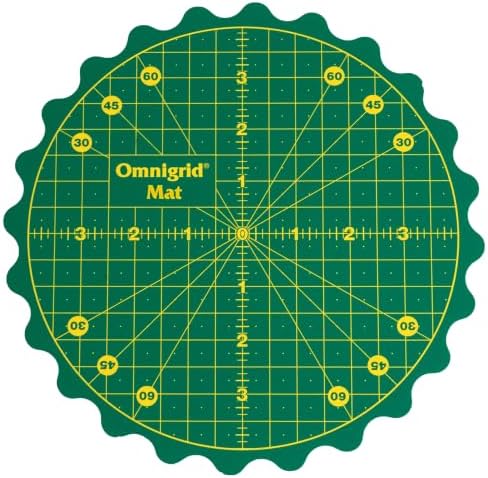 Omnigrid 360 Rotating Self-Healing Cutting Mat, 8 Inch Precision Fabric Cutting Mat with Durable Surface for Quilting, Sewing & Crafts