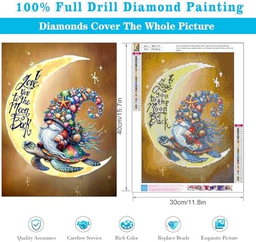Meothan Diamond Art Kits for Adults Moon Gnome Diamond Painting Kit 12x16in