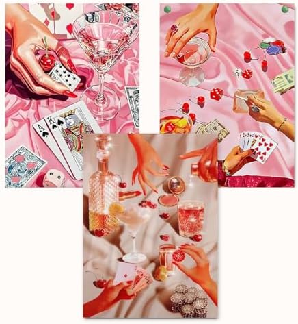 3 Pack Pink Poker Diamond Art Kits for Adults Diamond Painting Kits 12X16in