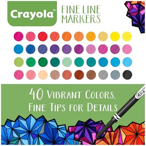 Crayola Fine Line Markers for Adults (40ct), College School Supplies, Marker Set for Adult Coloring Books, Teacher Gifts