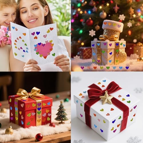 2500 Pcs Heart Stickers 0.6 Inch Holographic Colored Stickers for Kids