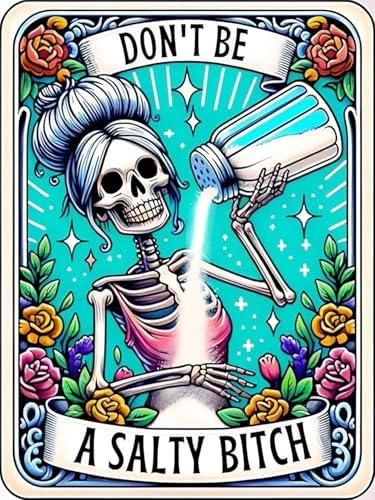 GOUOYANA Paint By Numbers Kit for Adults-Skull Don't BE Salty Funny Canvas | Adult Paint by Number Kits on Canvas for Painting DIY Skull DON'T A SALTY Painting by Numbers for Home Wall Art Gift 12X16in
