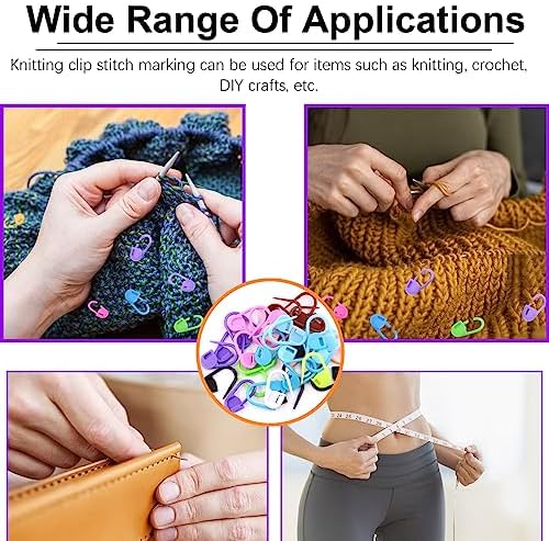 Swpeet 316Pcs Colorful Stitch Locking Clip Knitting Markers Crochet Clips with 15 Pieces Big Eyes Blunt Sewing Needles and Soft Ruler Assortment Kit, Perfect for Knit DIY Projects Accessories